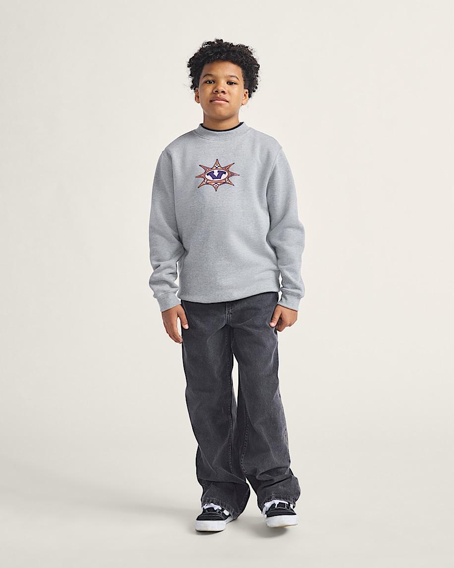 Taka Hayashi For Vault By Vans Kids Star Checker Crew Sweatshirt Cement Heather Grey