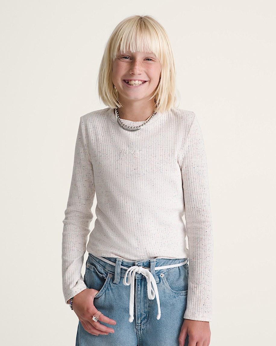 taka hayashi for vault by vans Kids Teri Confetti Rib Long Sleeve Shirt Marshmallow White