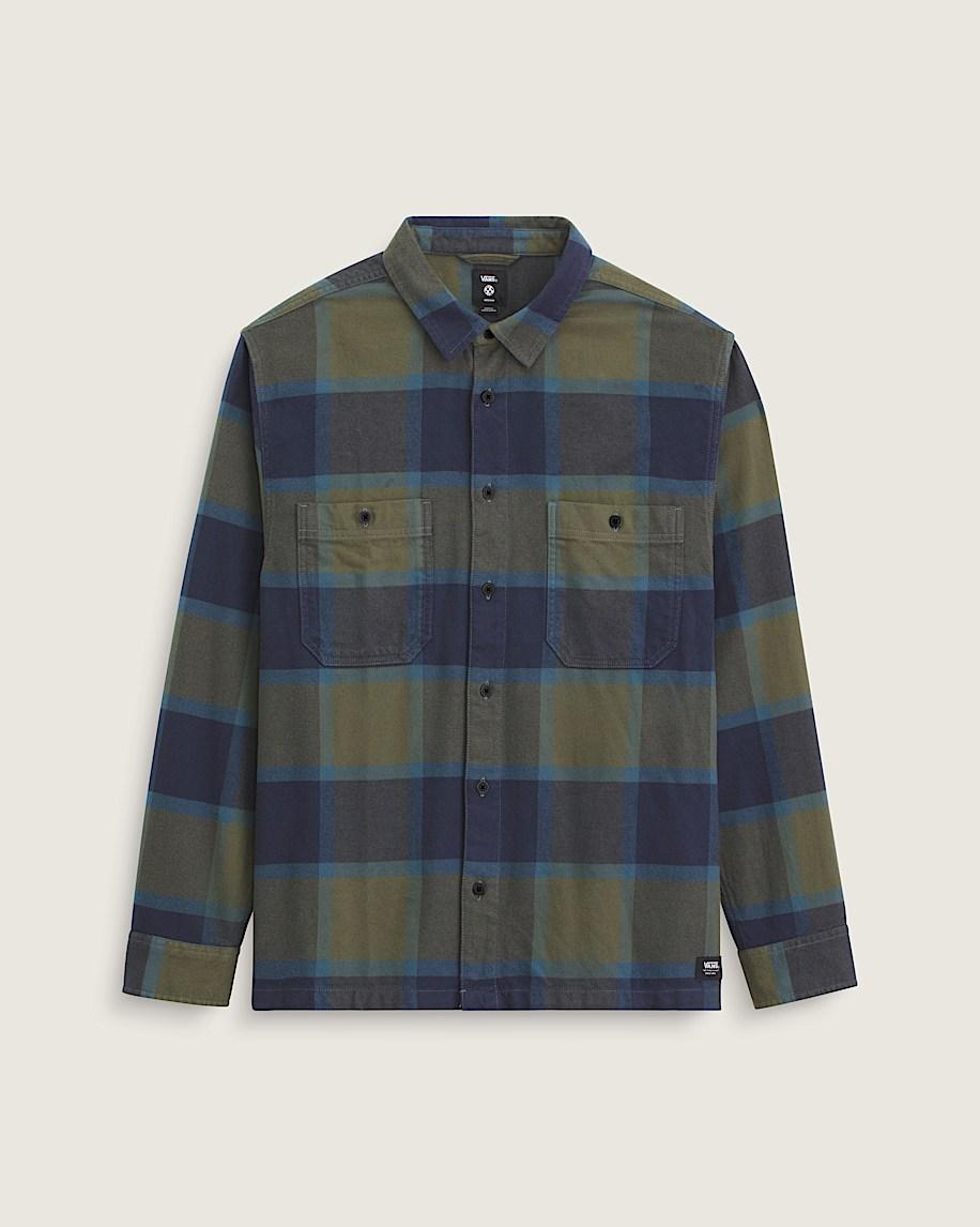 taka hayashi for vault by vans Larkspur Plaid Flannel Shirt Grape Leaf Green Parisian Night Blue