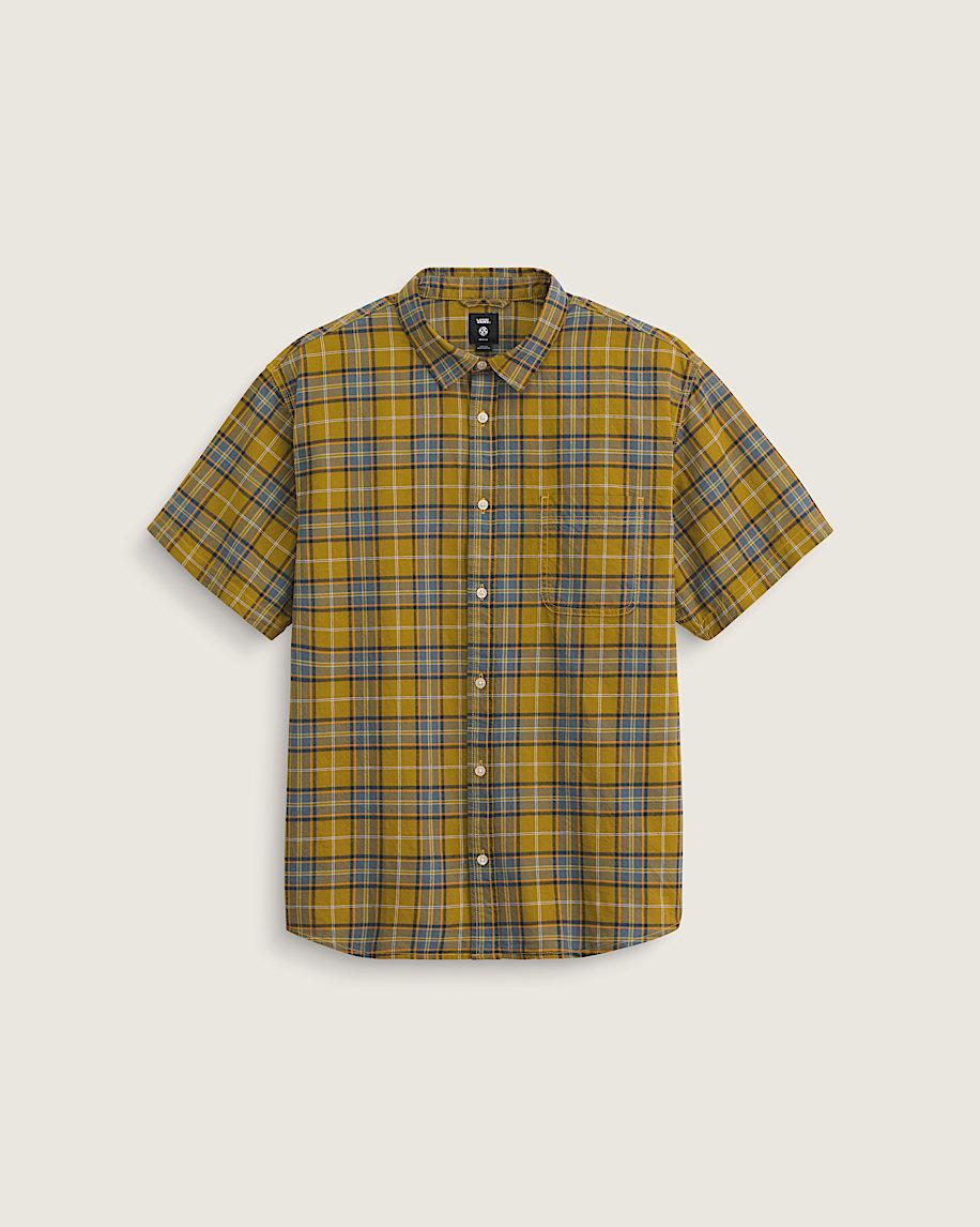 Taka Hayashi For Vault By Vans Lawson Plaid Button Up Shirt Burnt Gold Yellow Stormy Weather Blue