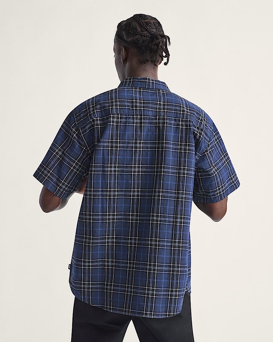 Taka Hayashi For Vault By Vans Lawson Plaid Button Up Shirt Parisian Night Blue Black