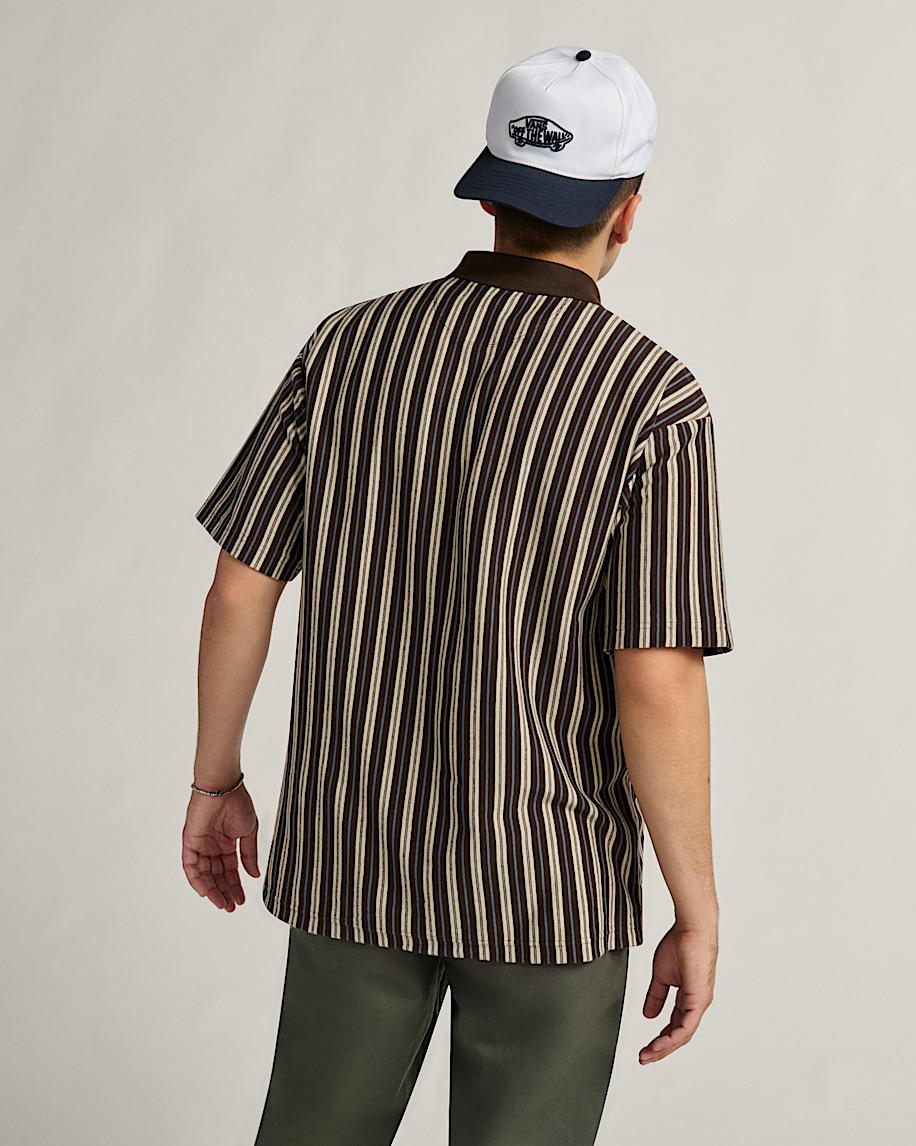 Taka Hayashi For Vault By Vans Layton Stripe Polo Shirt Demitasse Brown