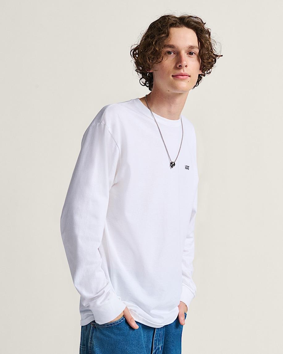 Vans Left Chest Logo Long Sleeve T-Shirt White Black