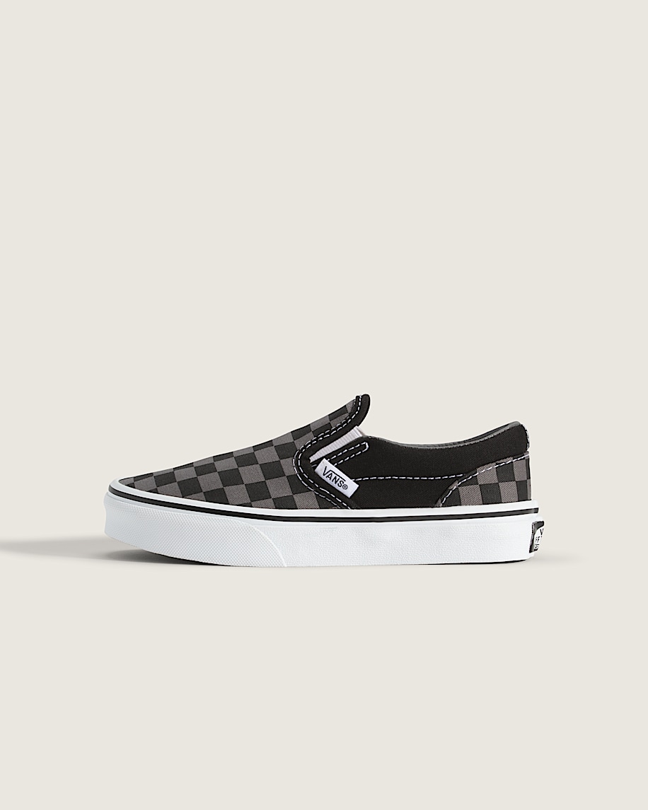 taka hayashi for vault by vans Little Kids Classic Slip-On Checkerboard Shoe Checkerboard Black Pewter Grey