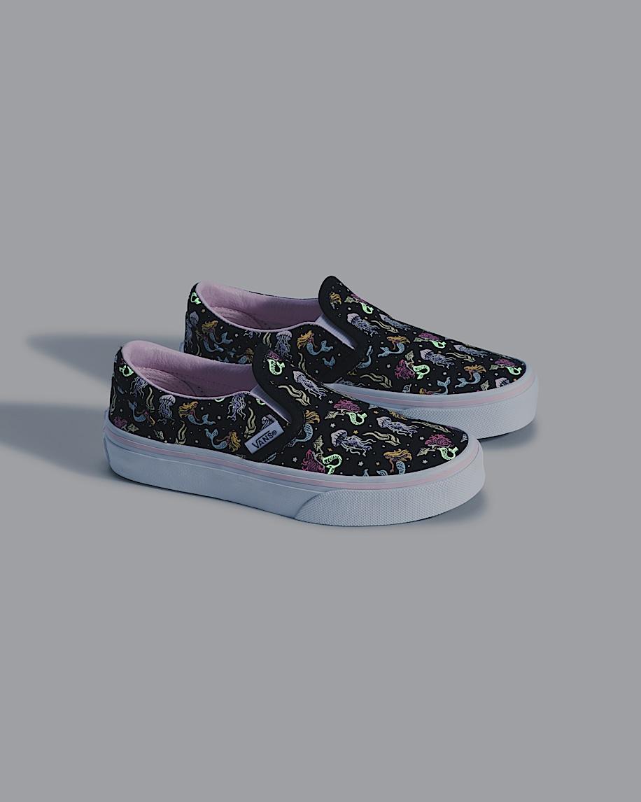 Taka Hayashi For Vault By Vans Little Kids Classic Slip-On Shoe Glow-in-the-Dark Black Pastel Pink