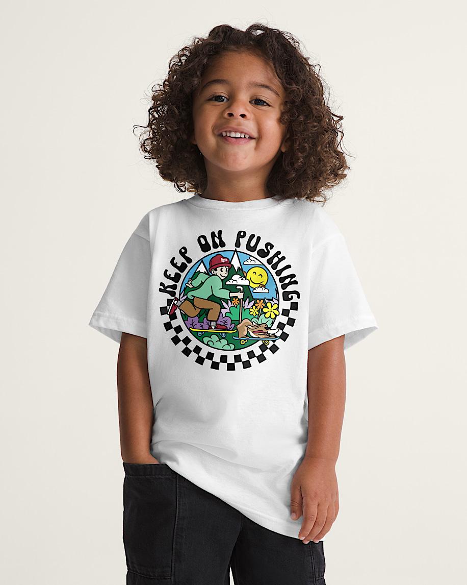 Taka Hayashi For Vault By Vans Little Kids Keep On Pushing T-Shirt White