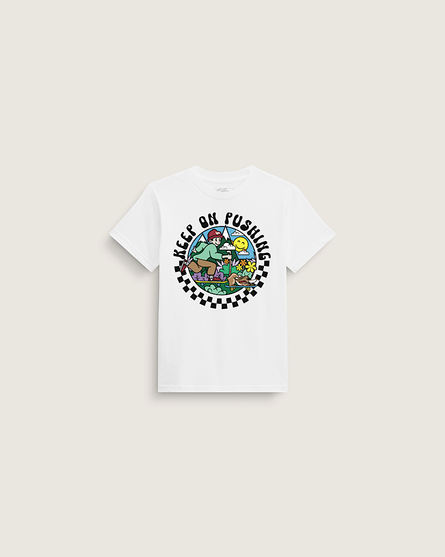 taka hayashi for vault by vans Little Kids Keep on Pushing T-Shirt White