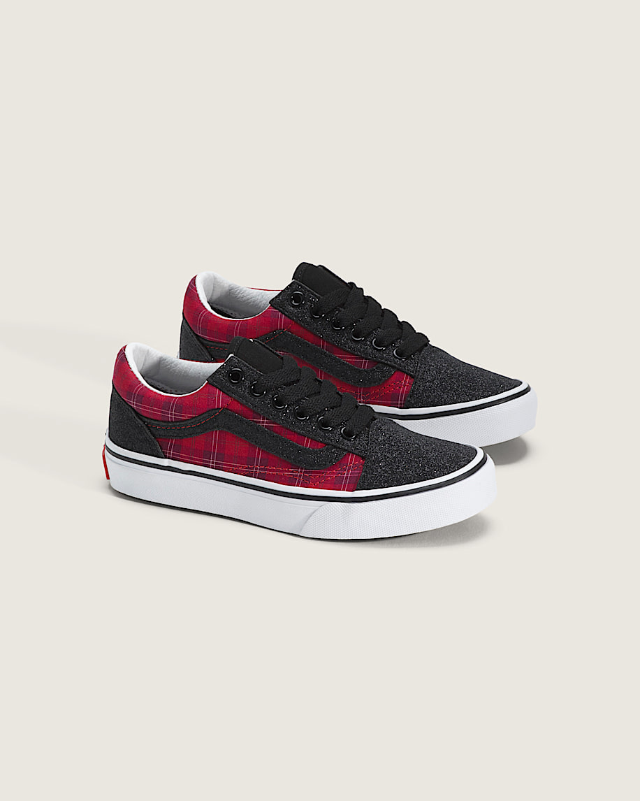 Taka Hayashi For Vault By Vans Little Kids Old Skool Shoe Glitter Plaid Red Black