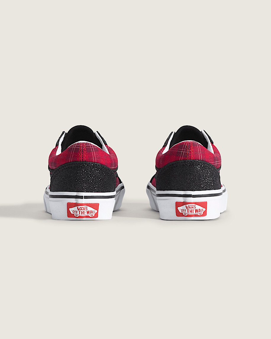 Taka Hayashi For Vault By Vans Little Kids Old Skool Shoe Glitter Plaid Red Black
