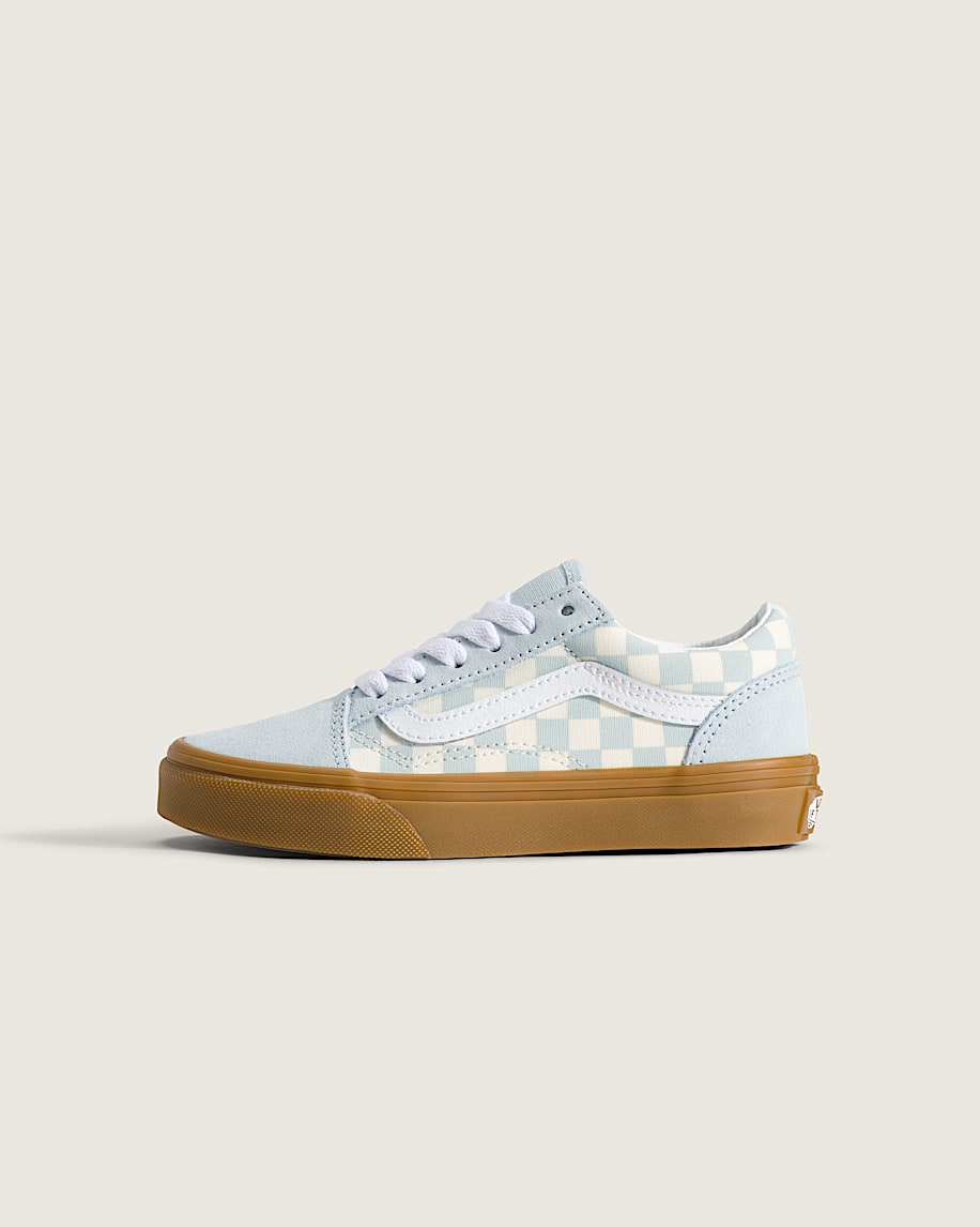 taka hayashi for vault by vans Little Kids Old Skool Shoe Gum Checkerboard Dawn Mist Blue