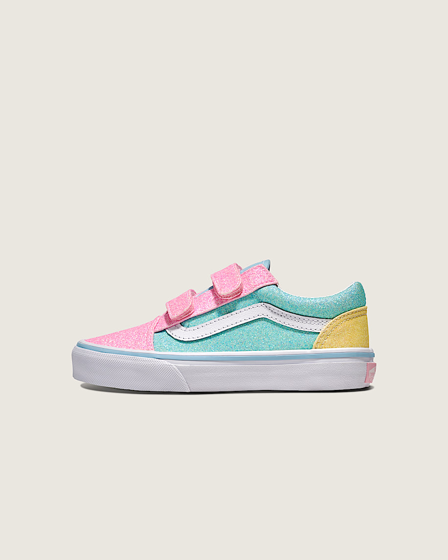 taka hayashi for vault by vans Little Kids Old Skool V Shoe Glitter Pastel Blue Pink Yellow