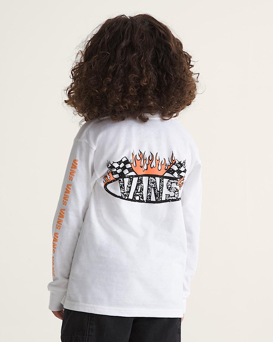 Taka Hayashi For Vault By Vans Little Kids Racing Flames Long Sleeve T-Shirt White
