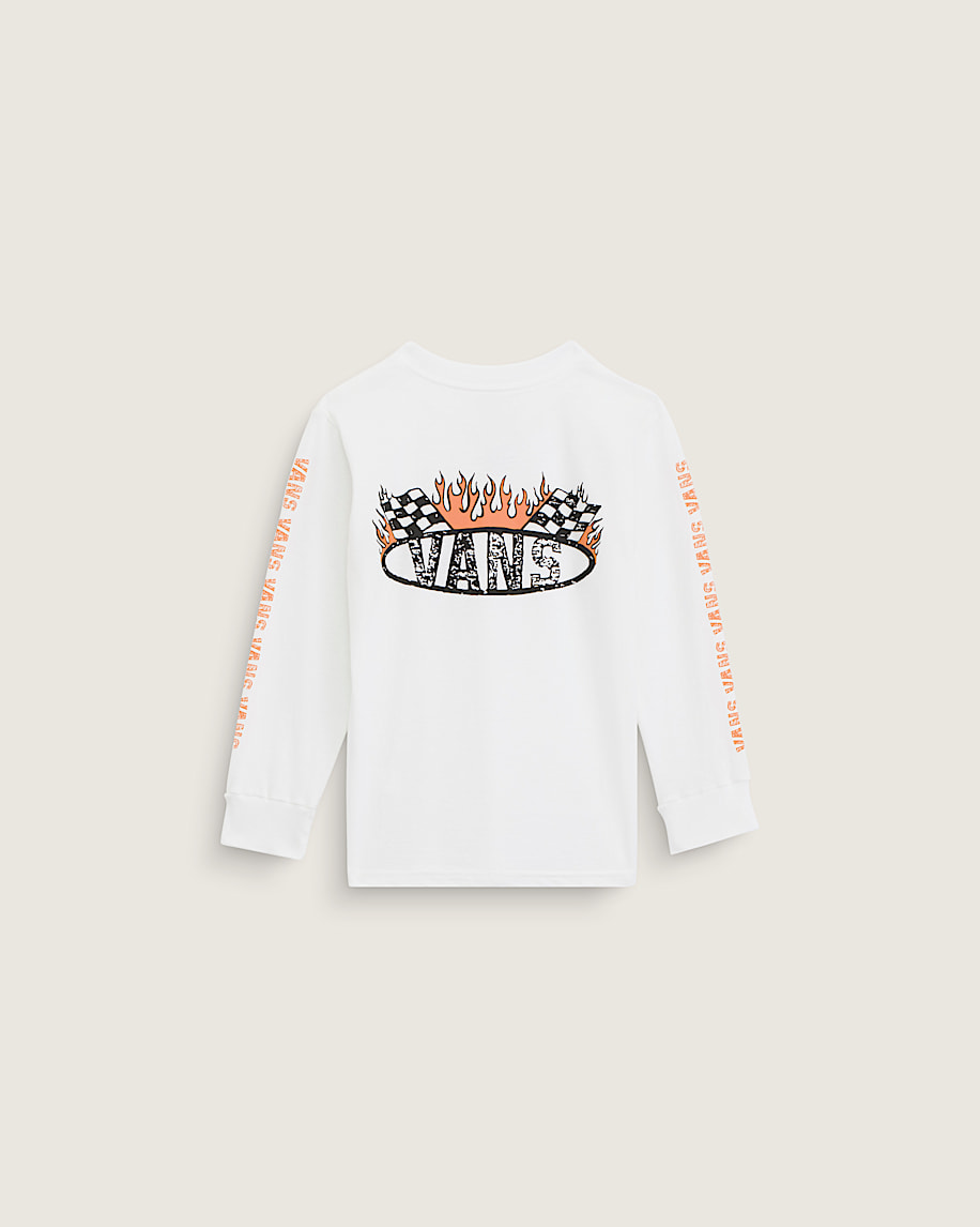taka hayashi for vault by vans Little Kids Racing Flames Long Sleeve T-Shirt White