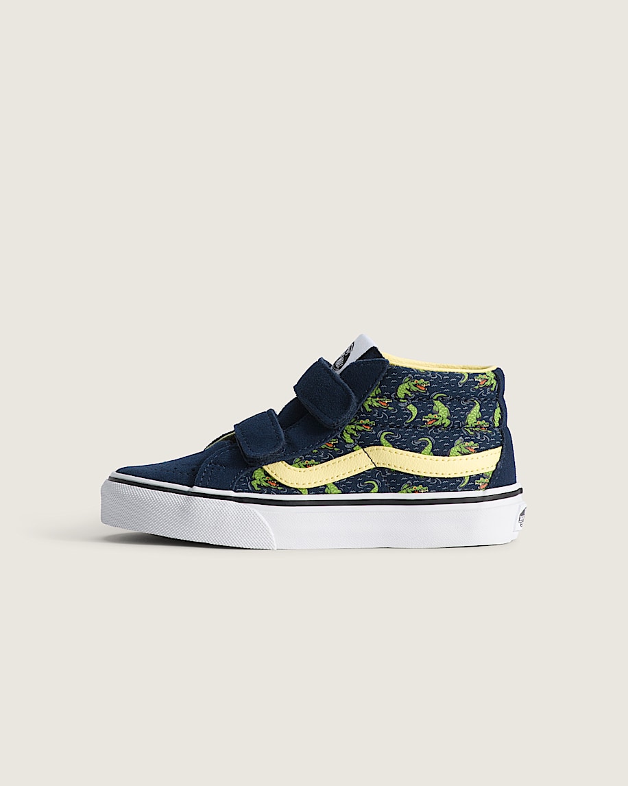 taka hayashi for vault by vans Little Kids Sk8-Mid V Shoe Glow-in-the-Dark Navy Blue Yellow
