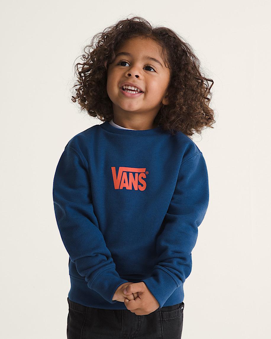 Taka Hayashi For Vault By Vans Little Kids Stretch Logo Crew Sweatshirt Deep Indigo Blue Flame Red