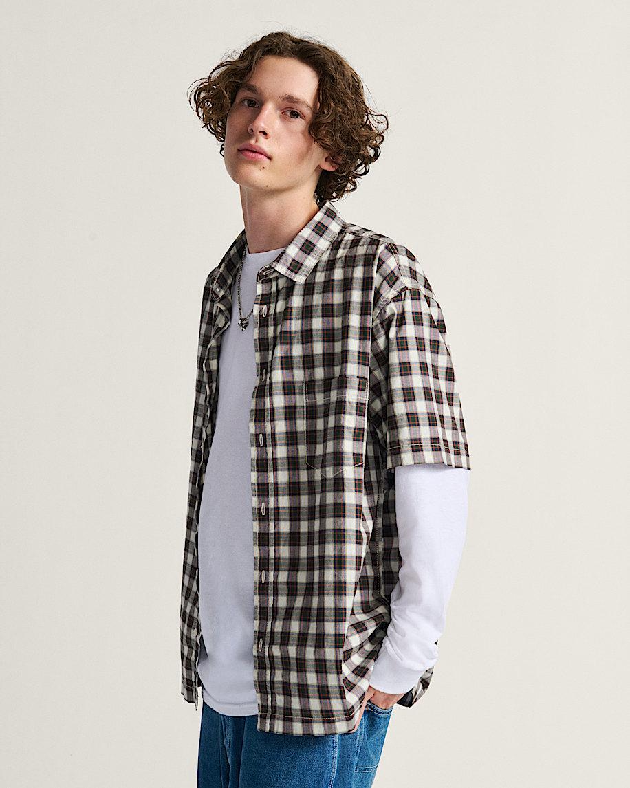 taka hayashi for vault by vans Monte Plaid Button Up Shirt Egret White