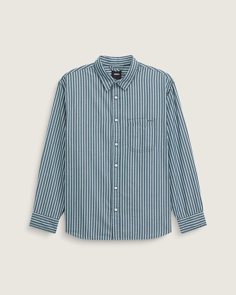taka hayashi for vault by vans Premium Dobby Stripe Long Sleeve Shirt Mossy Olive Green