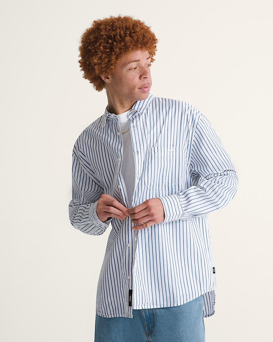 Taka Hayashi For Vault By Vans Premium Dobby Stripe Long Sleeve Shirt White