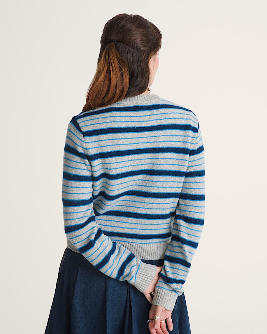 Taka Hayashi For Vault By Vans Premium Dolly Stripe Cardigan Sweater Cement Heather Grey Bright Azure Blue