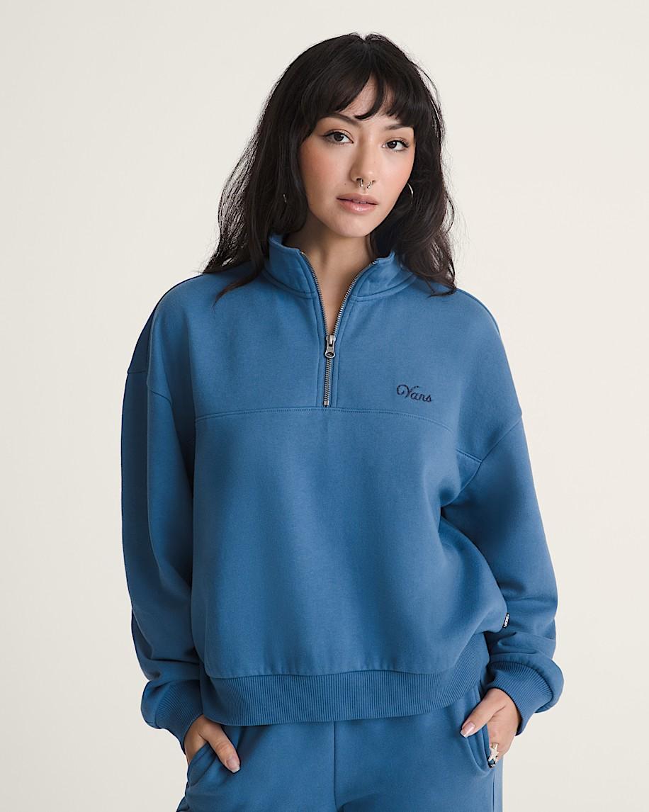 Taka Hayashi For Vault By Vans Script Logo Mock Neck Sweatshirt True Navy Blue