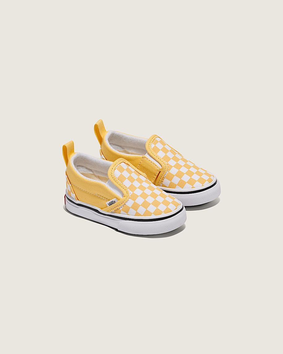 Taka Hayashi For Vault By Vans Toddler Classic Slip-On V Checkerboard Shoe Banana Cream Yellow White