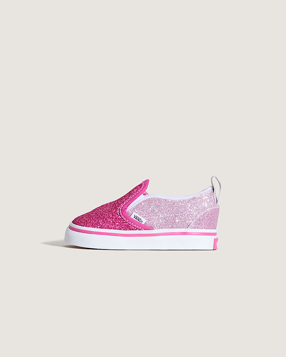 taka hayashi for vault by vans Toddler Classic Slip-On V Shoe Glitter Raspberry Rose Pink