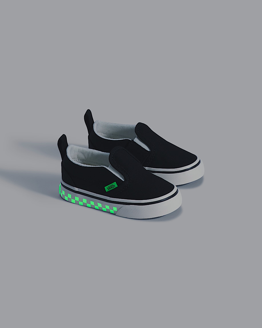 Taka Hayashi For Vault By Vans Toddler Classic Slip-On V Shoe Glow-in-the-Dark Black Green Gecko