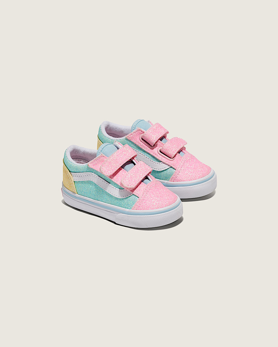Taka Hayashi For Vault By Vans Toddler Old Skool V Shoe Glitter Pastel Blue Pink Yellow