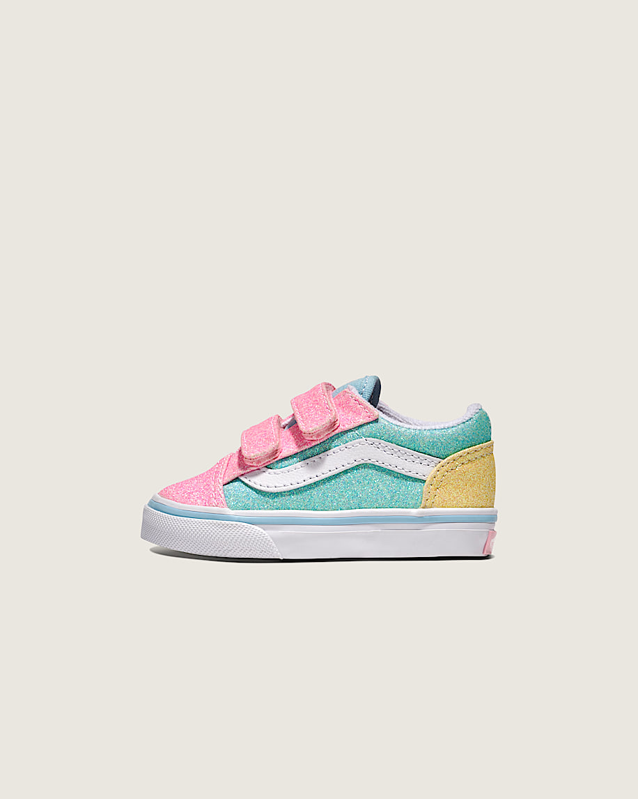 taka hayashi for vault by vans Toddler Old Skool V Shoe Glitter Pastel Blue Pink Yellow