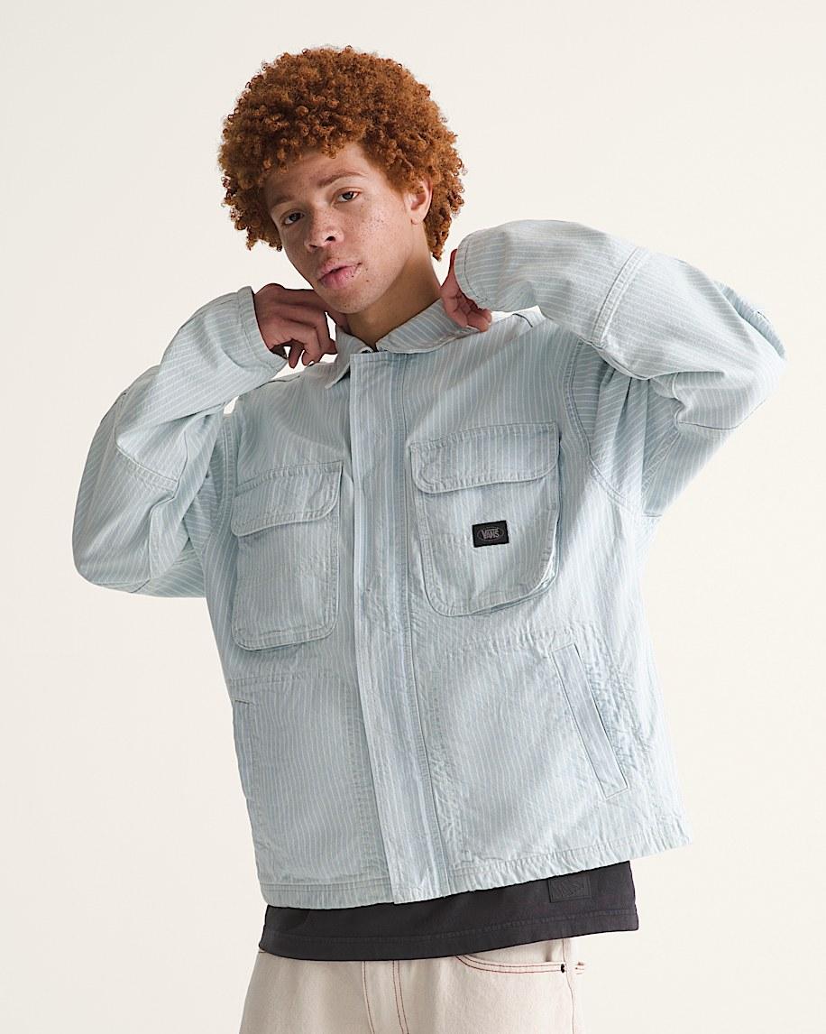 Taka Hayashi For Vault By Vans Umber Denim Stripe Jacket Ice Stripe Blue