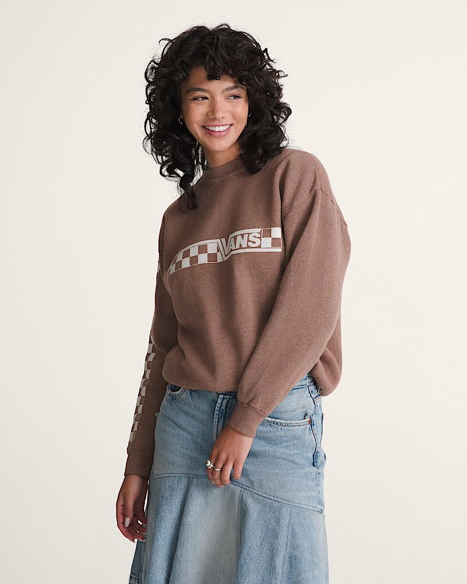 Taka Hayashi For Vault By Vans Waffle Shop Checkerboard Vans Style Crew Sweatshirt Brown