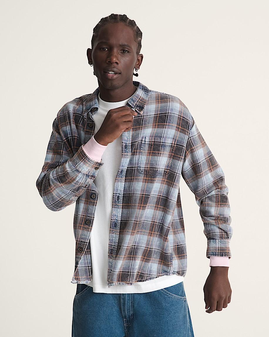 Vans Waffle Shop Reimagined 2Fer Flannel Shirt Grey Blue