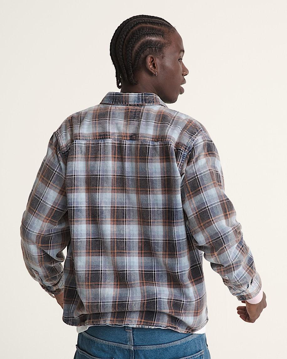 Vans Waffle Shop Reimagined 2Fer Flannel Shirt Grey Blue