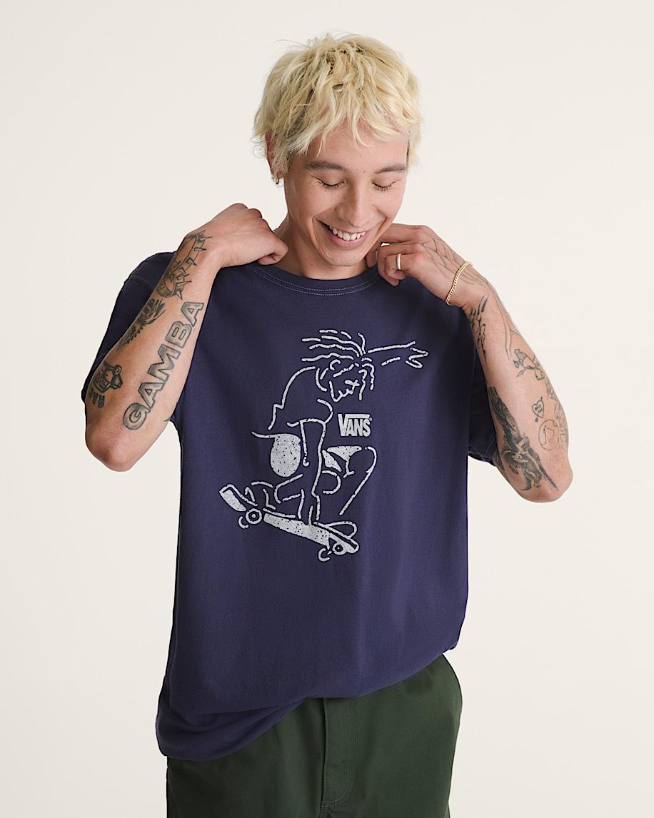Taka Hayashi For Vault By Vans Waffle Shop Skate Crest T-Shirt Navy Blue