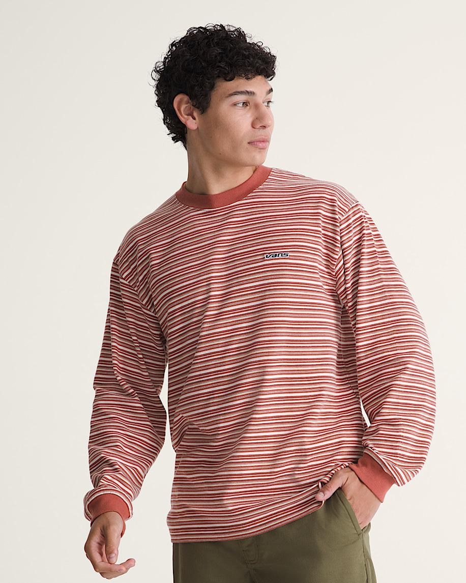 Taka Hayashi For Vault By Vans Wesley Stripe Long Sleeve Knit Shirt Light Bronze Brown