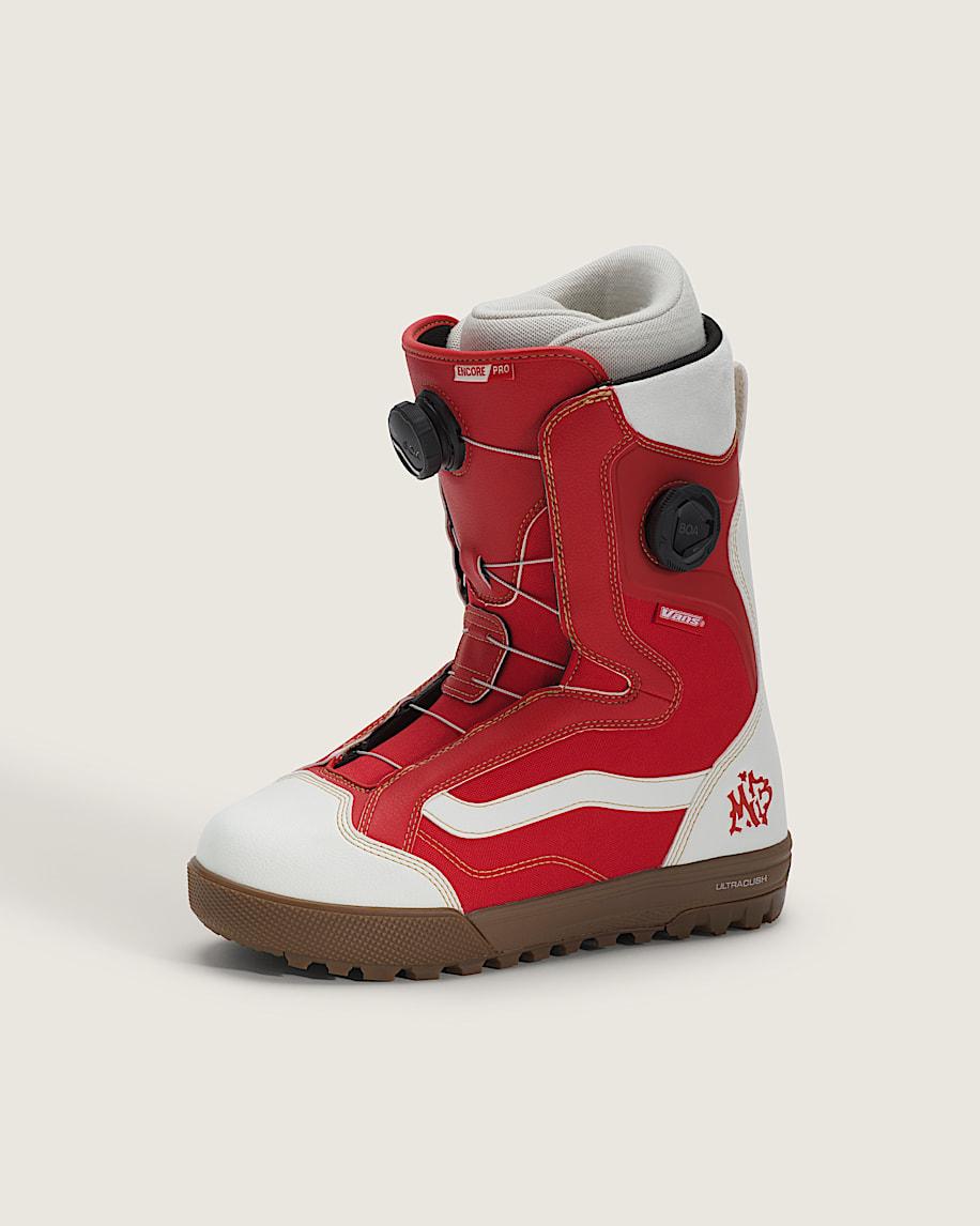 taka hayashi for vault by vans Women's Encore Pro X Mia Brookes Snowboard Boot Racing Red Marshmallow White