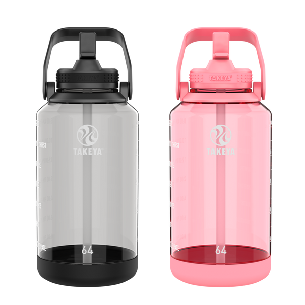 takeya 64oz Tritan Motivational Bottle Bundle With Straw Lid (2 Pack)