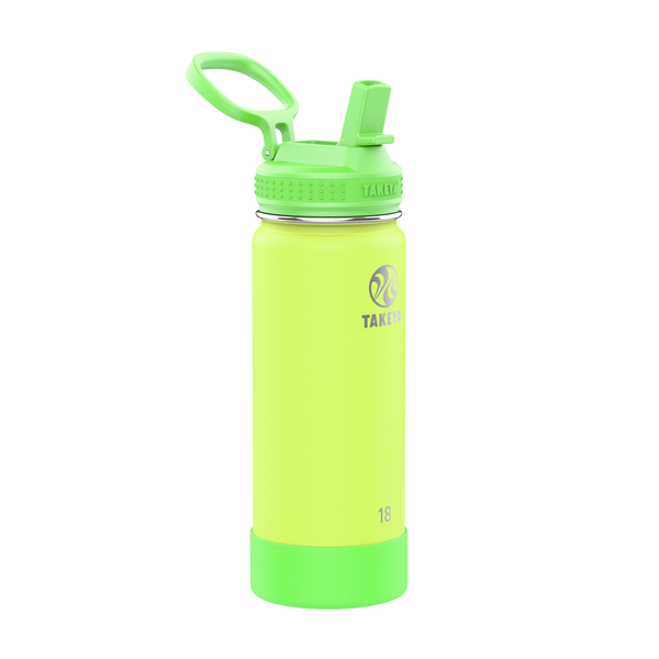 takeya Actives Kids Glow In The Dark Water Bottle With Straw Lid