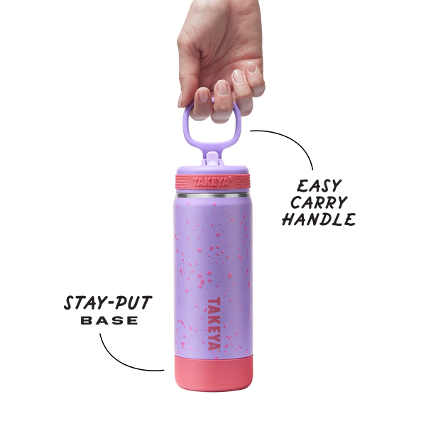 Takeya Glow In The Dark Sport Kids Water Bottle Confetti With Straw Lid