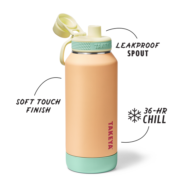 Takeya Sport Soft Touch Water Bottle With Spout Lid