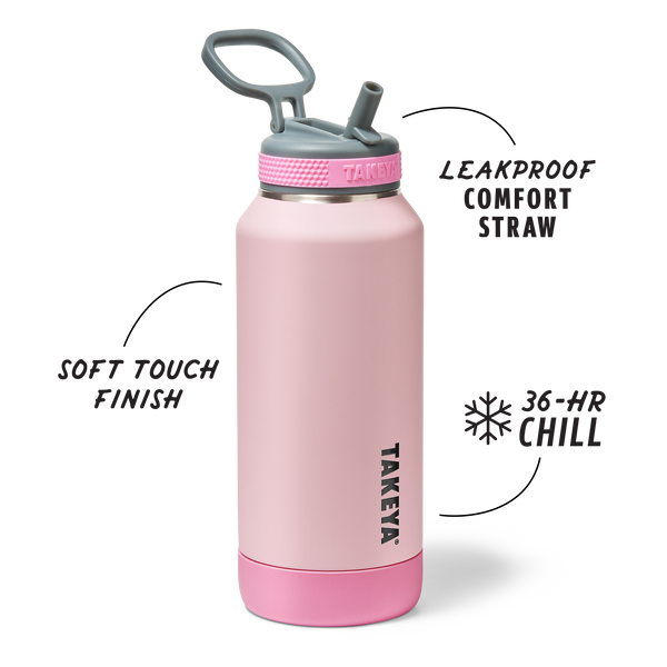 Takeya Sport Soft Touch Water Bottle With Straw Lid
