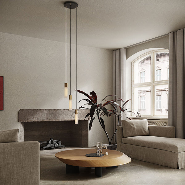 Tala Basalt Triple Pendant In Brass