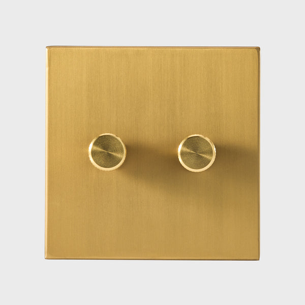 Tala Double Rotary Wall Dimmer In Brass Brass