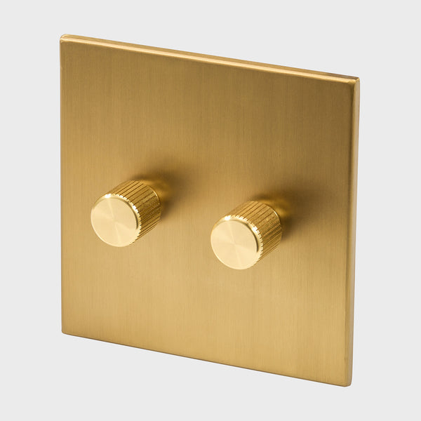 tala Double Rotary Wall Dimmer in Brass Brass