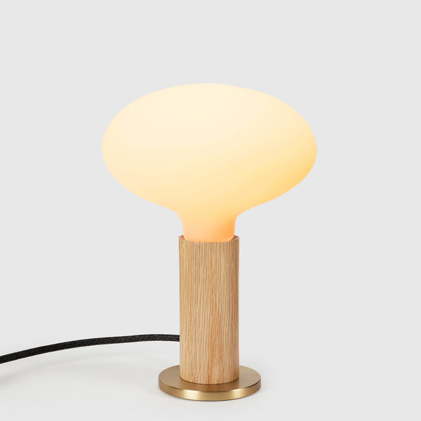 tala Knuckle Table Lamp in Oak + Oval Dim to Warm