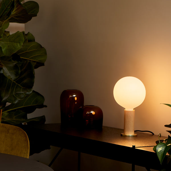 tala Knuckle Table Lamp in Oak + Sphere IV
