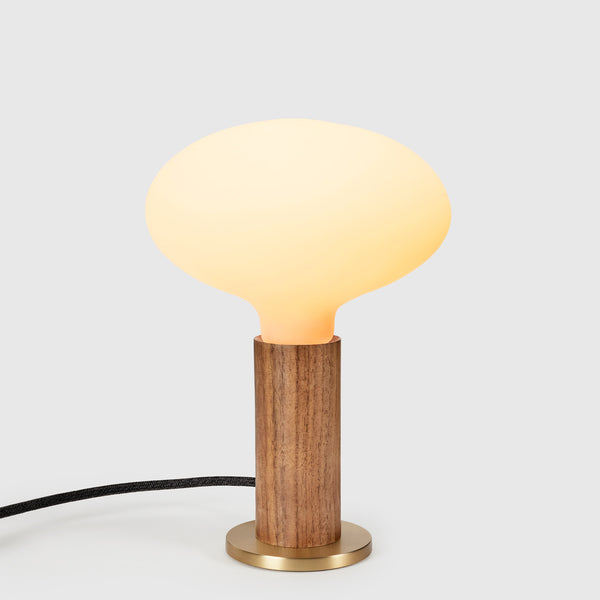 tala Knuckle Table Lamp in Walnut + Oval Dim to Warm