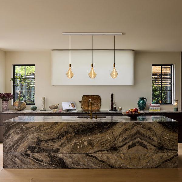 Tala Linear Triple Pendant In Brass + Voronoi II