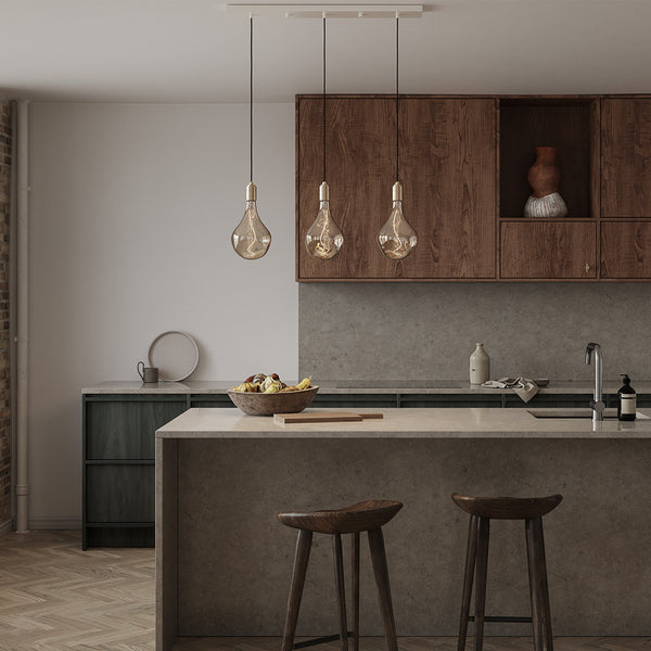 Tala Linear Triple Pendant In Brass + Voronoi II