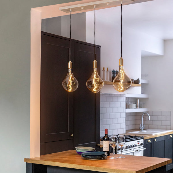 Tala Linear Triple Pendant In Brass + Voronoi II